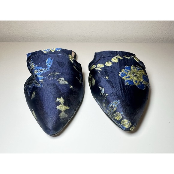 Who What Wear Blue Honor Floral Brocade Flat Slip On Shoes Pointed Toe Mules 8 - Picture 7 of 12
